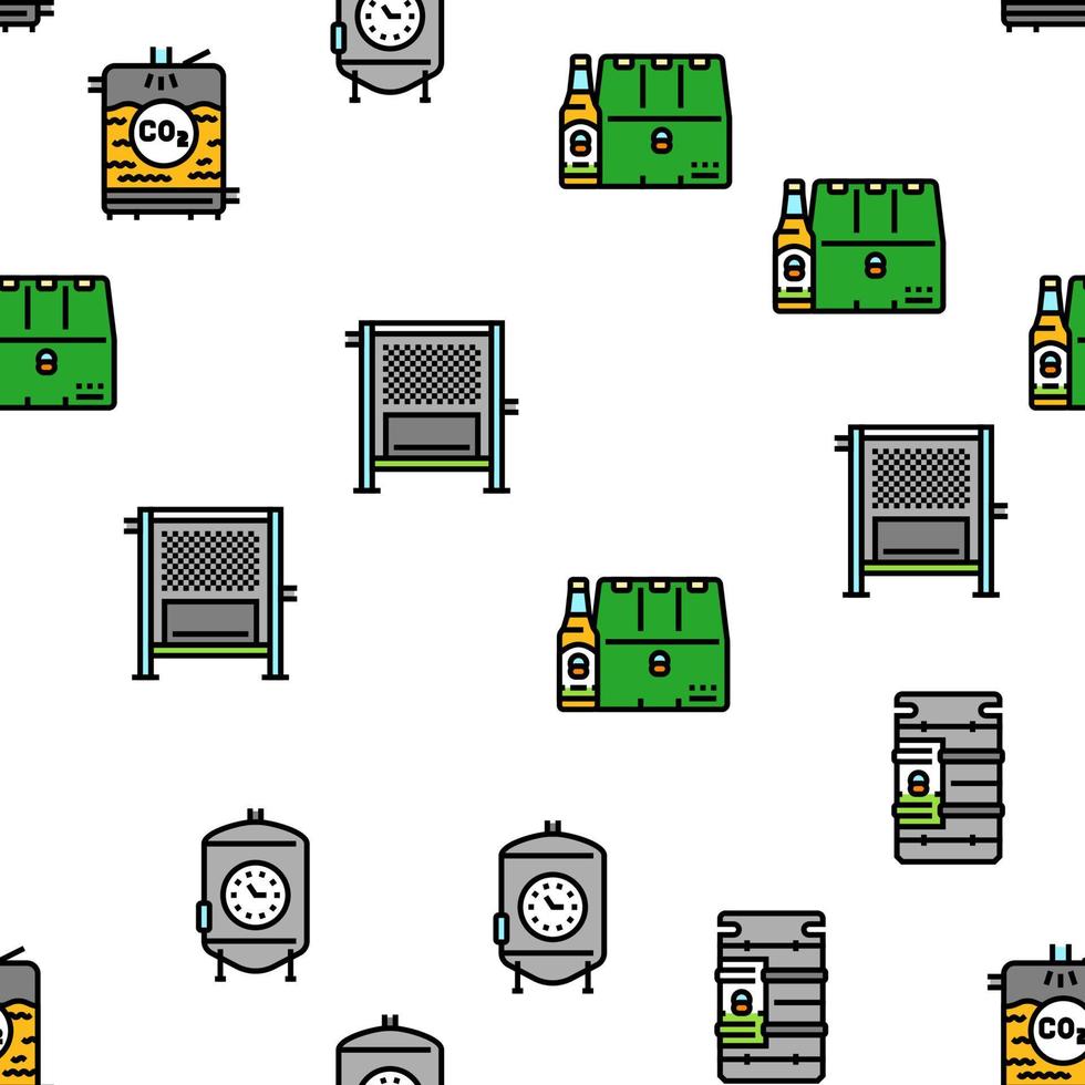 beer production brewery factory vector seamless pattern