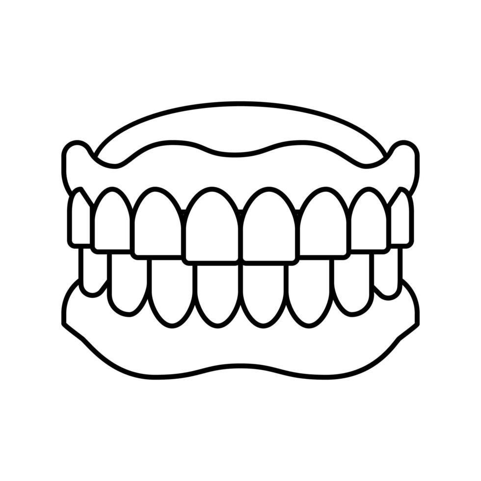 ilustración de vector de icono de línea de cuidado dental de dentadura postiza
