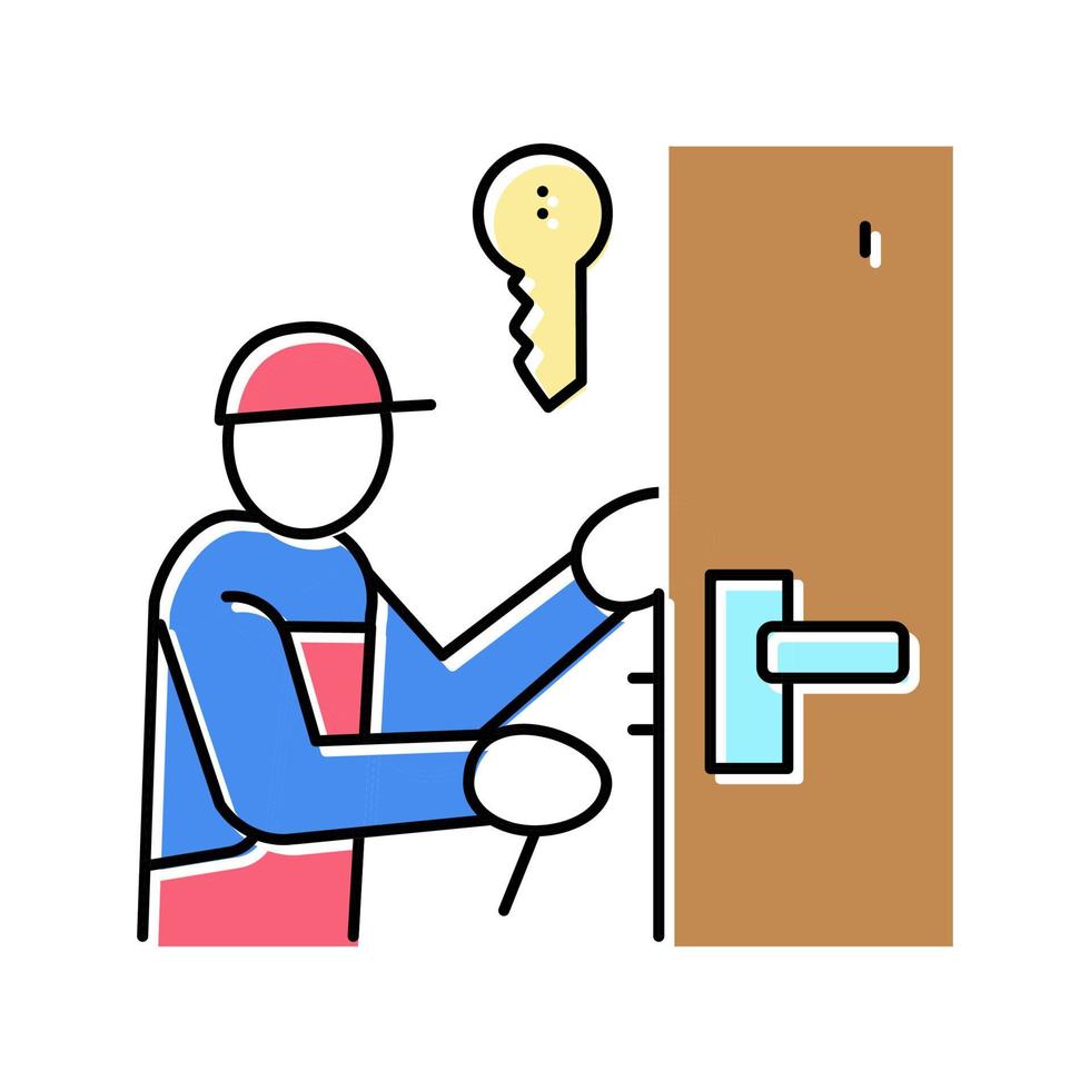 locksmith repairing color icon vector illustration