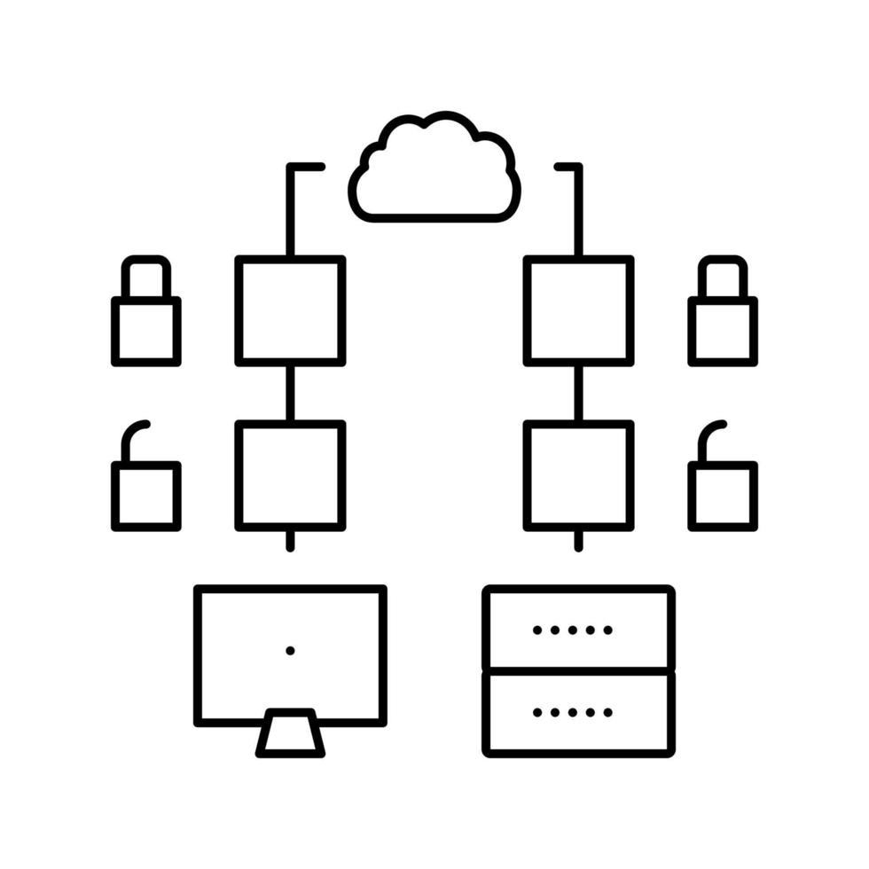 multi-stage encryption line icon vector illustration sign