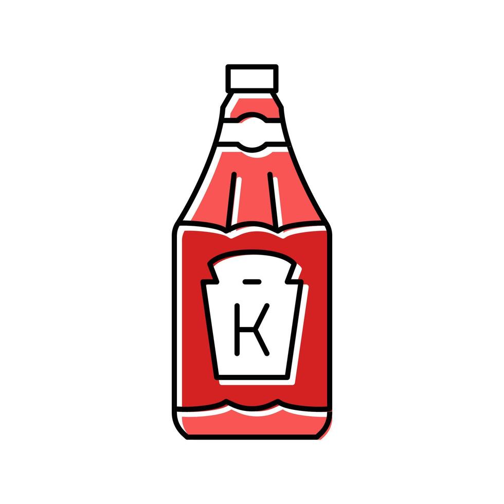 ketchup bottle sauce food color icon vector illustration