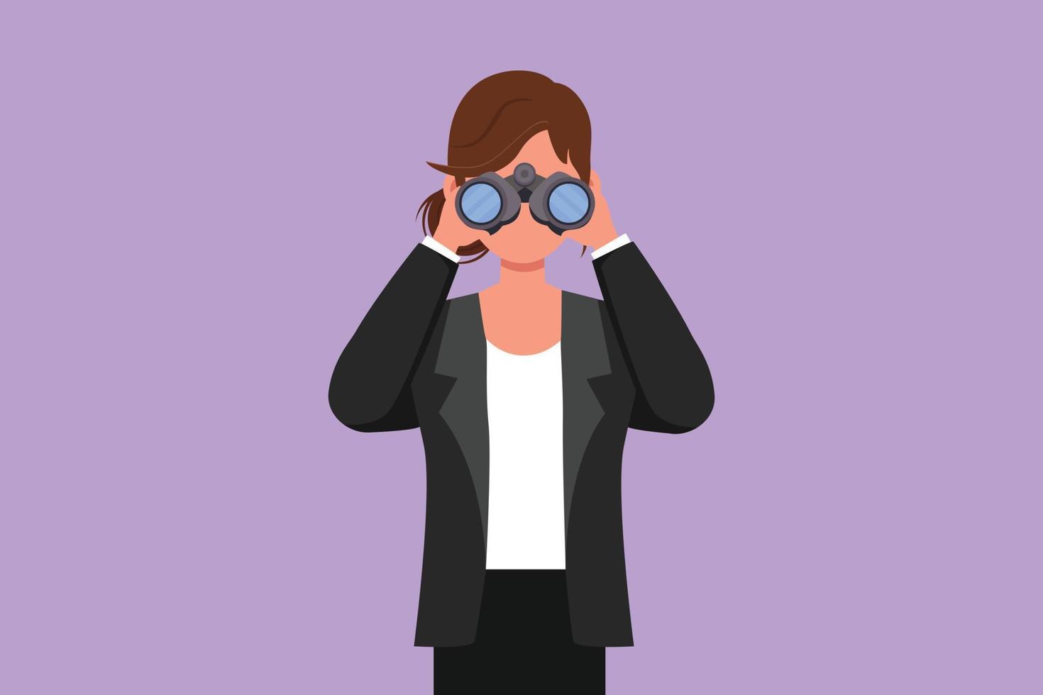 Character flat drawing businesswoman looking through binoculars
