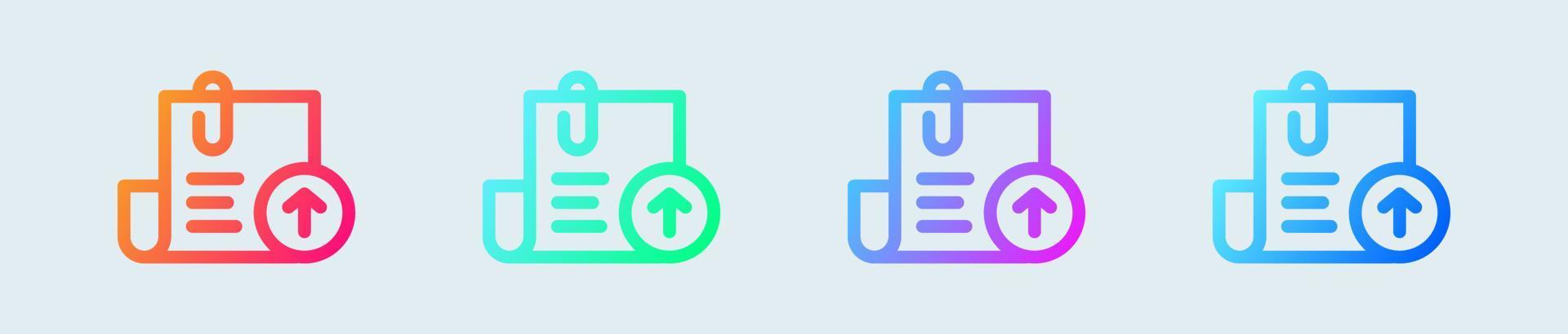 Upload line icon in gradient colors. Cloud file signs vector illustration.