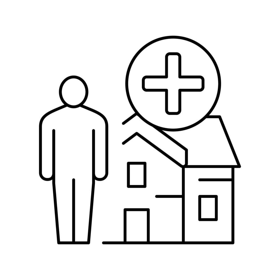 humano y casa en alquiler línea icono vector ilustración