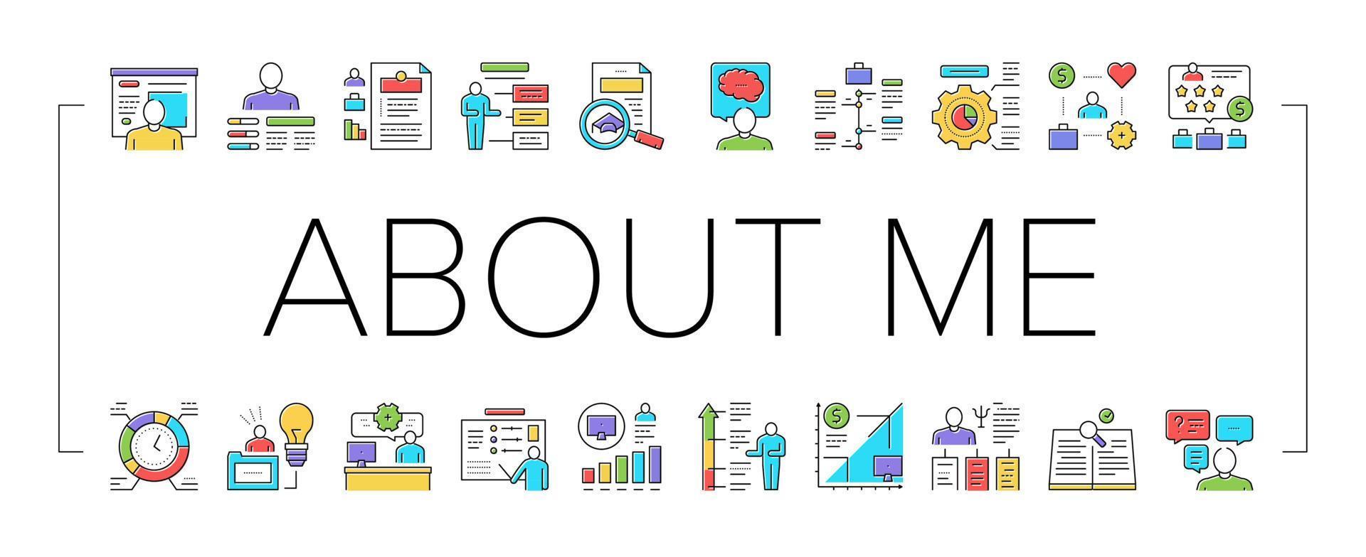 About Me Presentation Collection Icons Set Vector