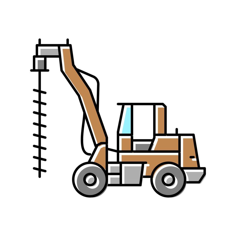 excavadora construcción coche vehículo color icono vector ilustración