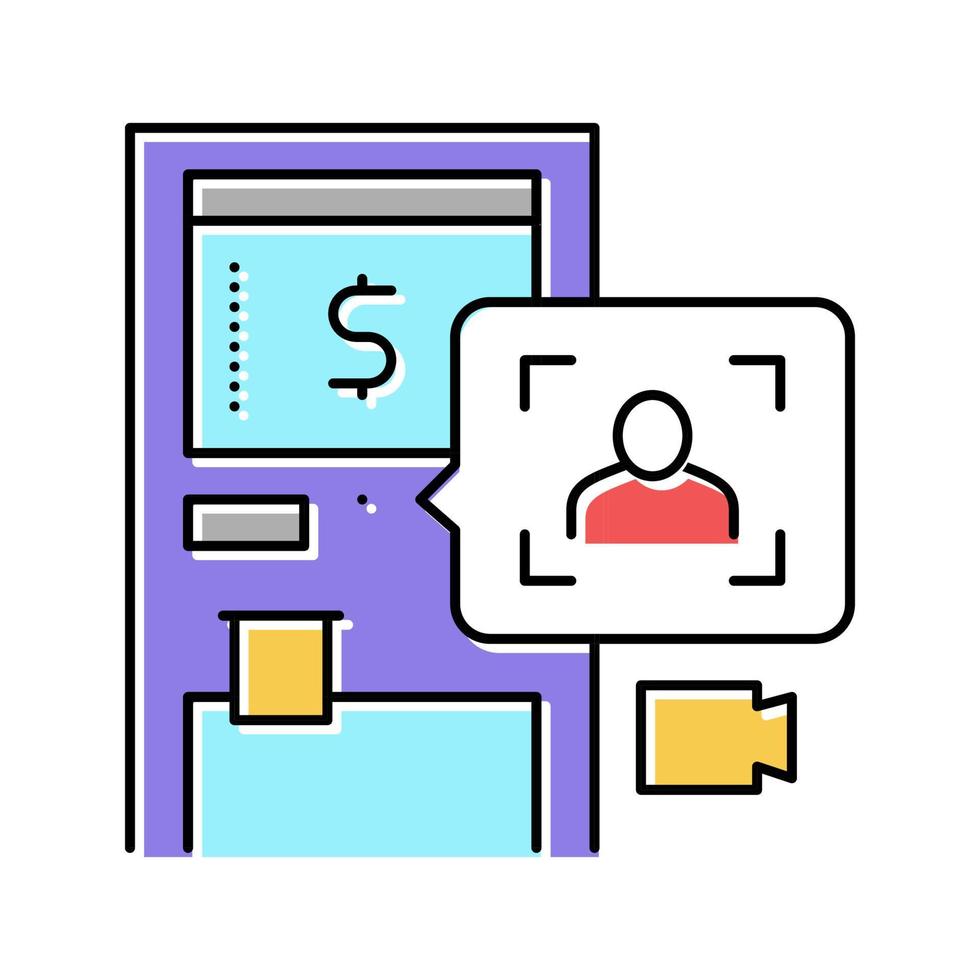 atm technology with face id color icon vector illustration
