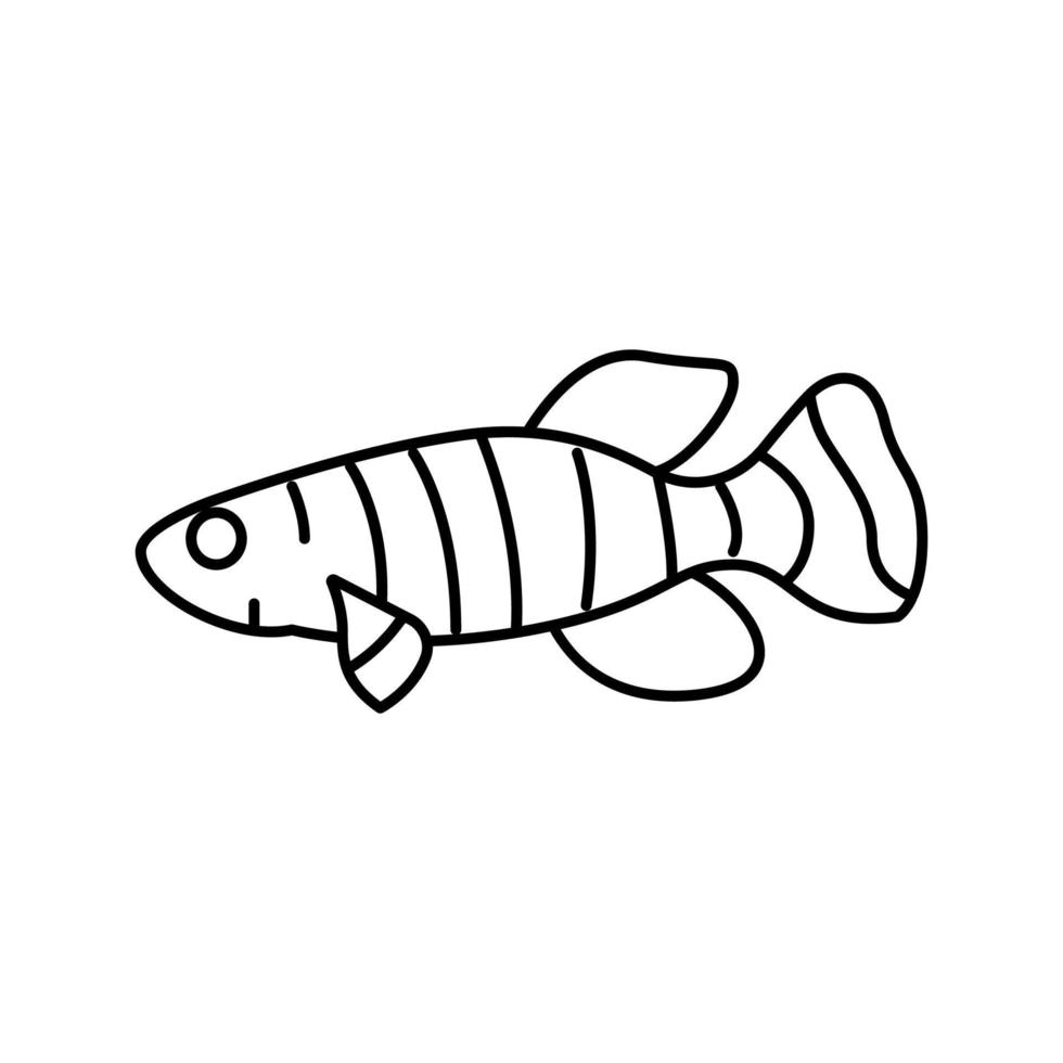 Ilustración de vector de icono de línea de peces de acuario killifish
