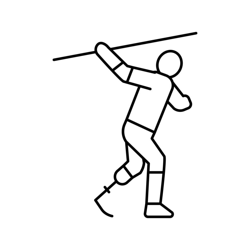 javelin-throwing handicapped athlete line icon vector illustration