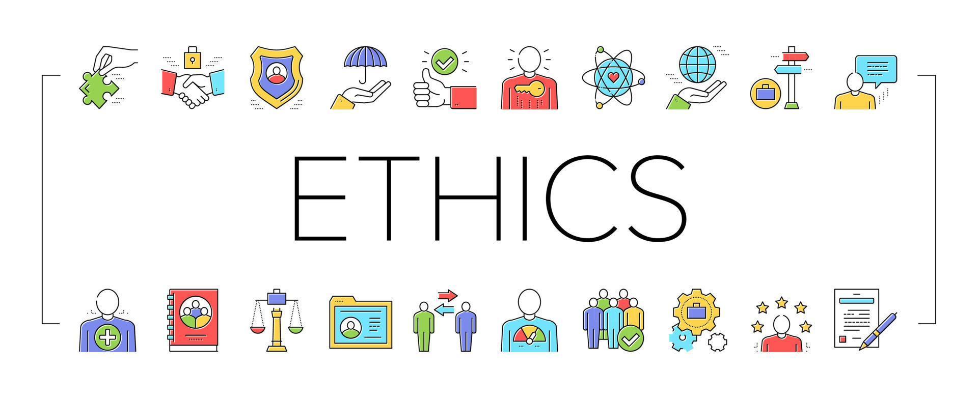 conjunto de iconos de colección moral de ética empresarial vector