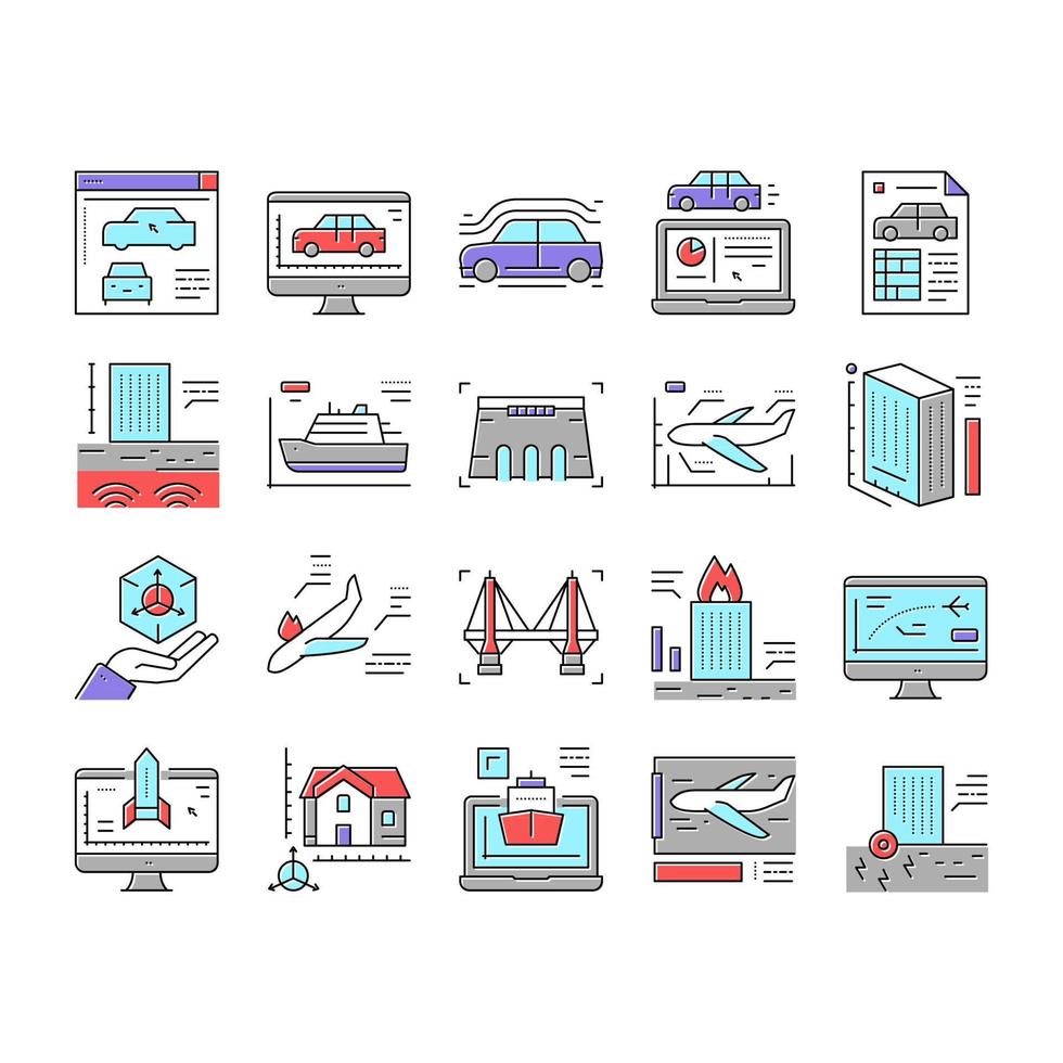 Modeling Engineering Collection Icons Set Vector sign