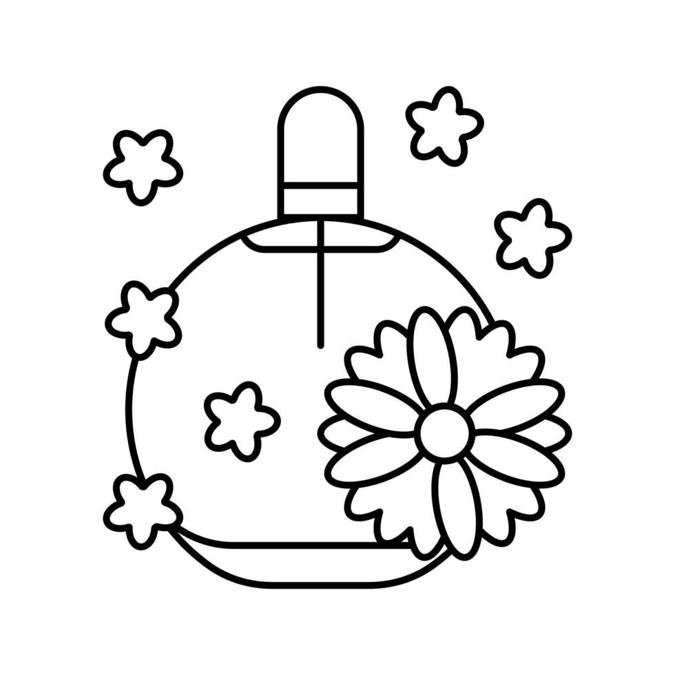 notas florales perfume línea icono vector ilustración