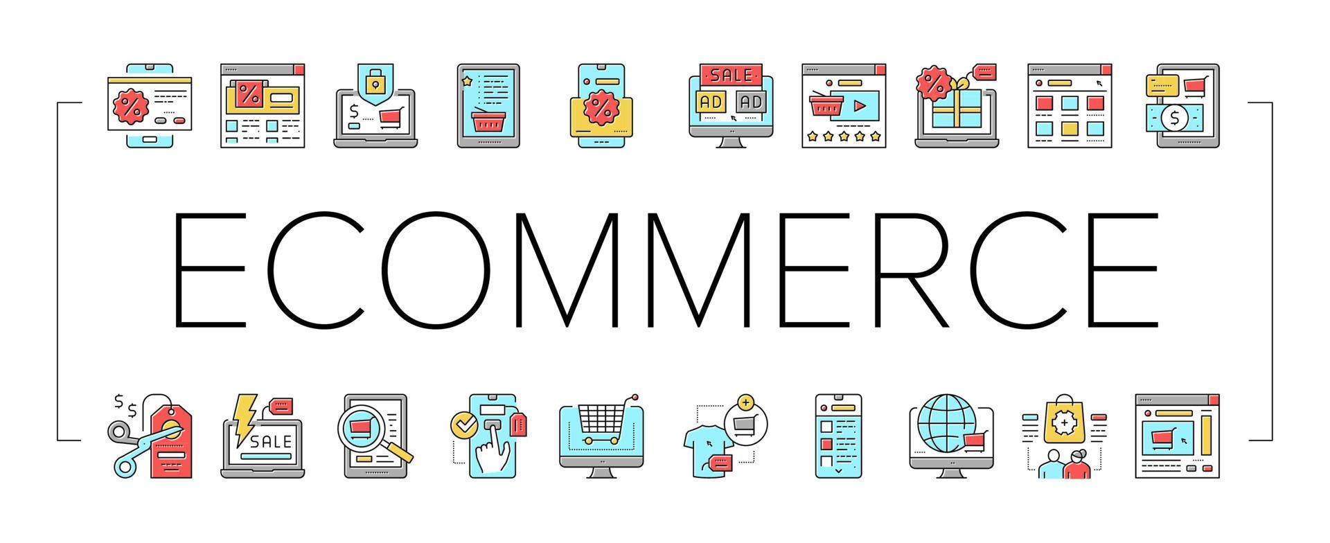 Ecommerce And Online Shopping Icons Set Vector