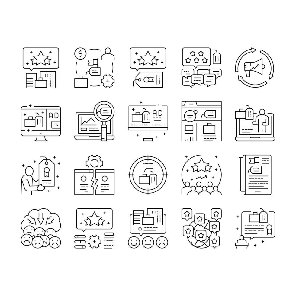 Reputation Management Collection Icons Set Vector