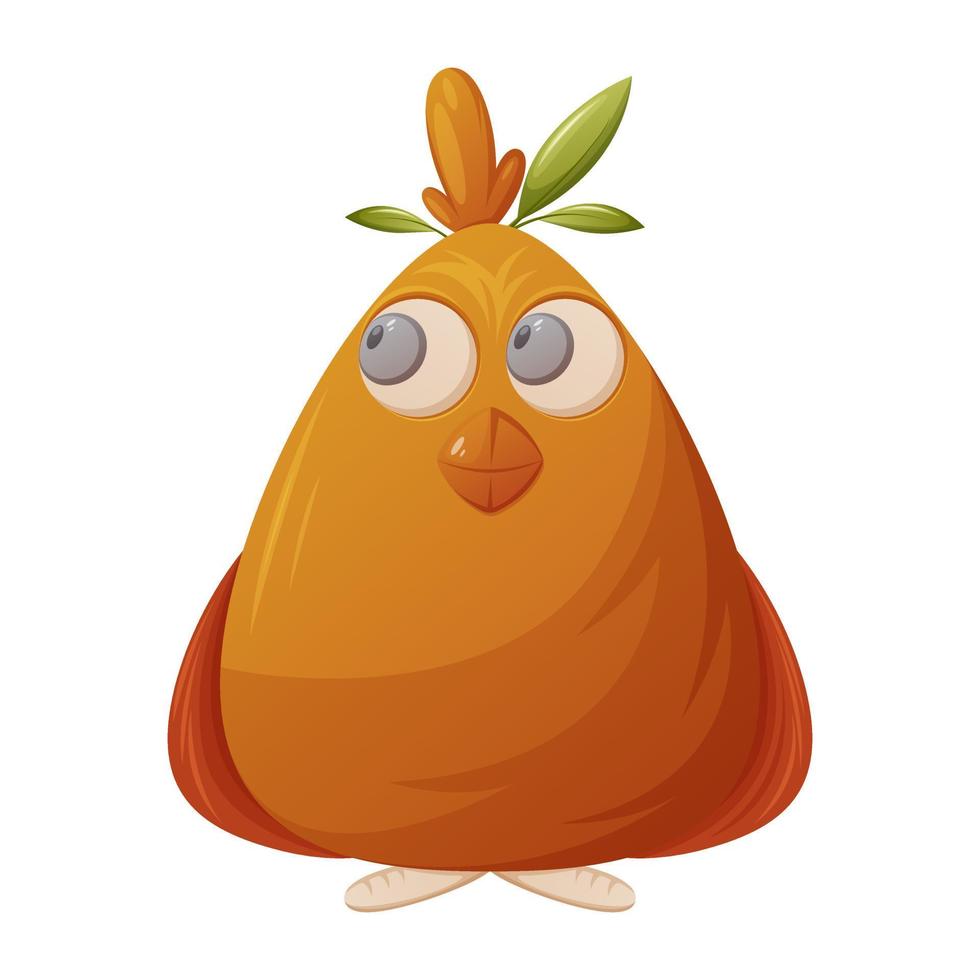 Funny yellow chicken. Vector illustration, cartoon style.