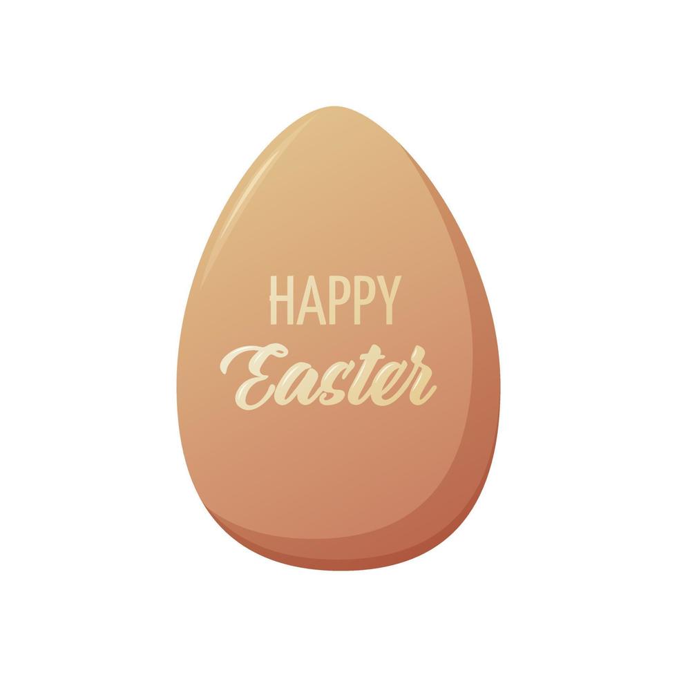 Egg with text Happy Easter. Vector illustration with traditional food for the spring holiday. Isolated background