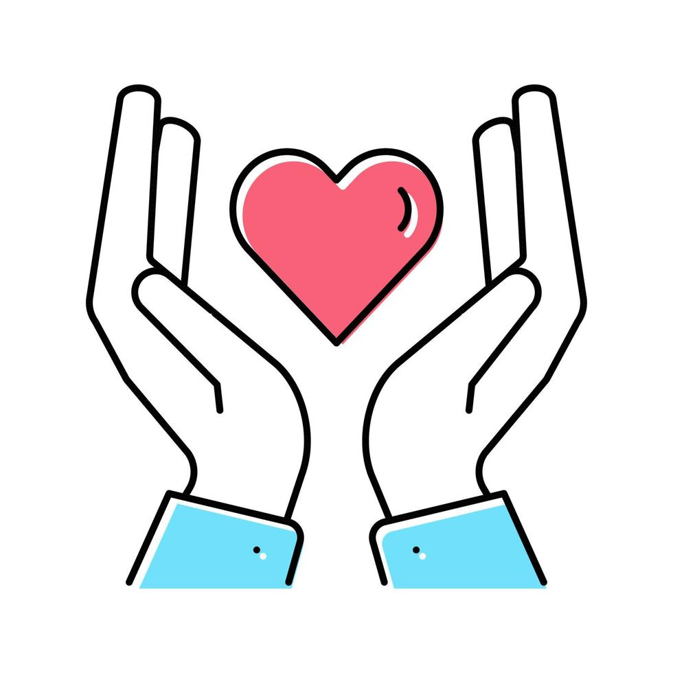 hands holding heart color icon vector illustration