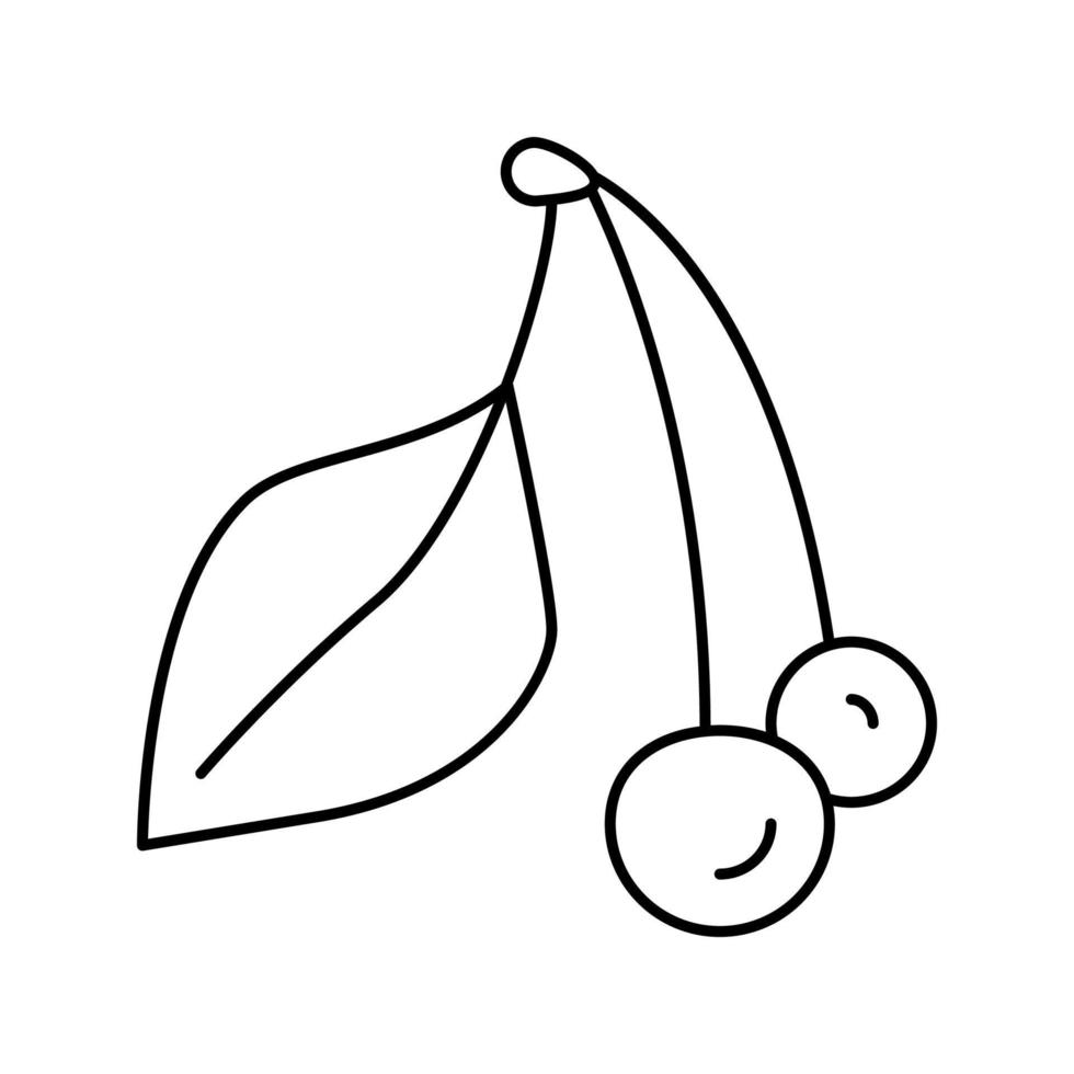 ilustración de vector de icono de línea de cereza verde