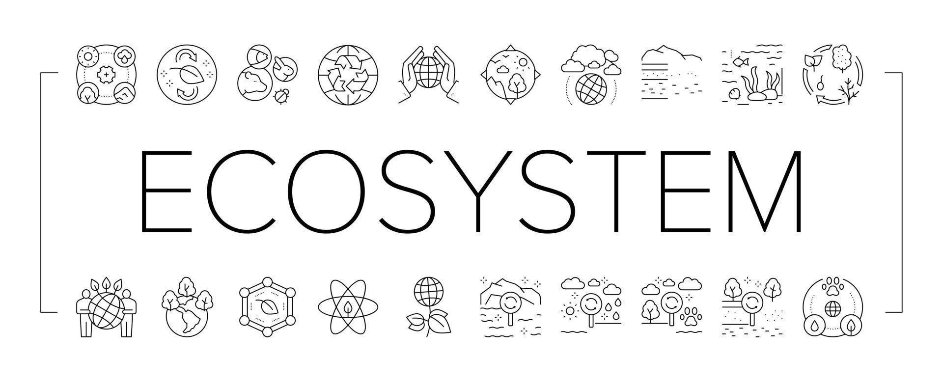 Ecosystem Environment Collection Icons Set Vector