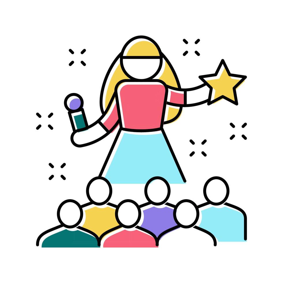 popstar kids party color icon vector illustration