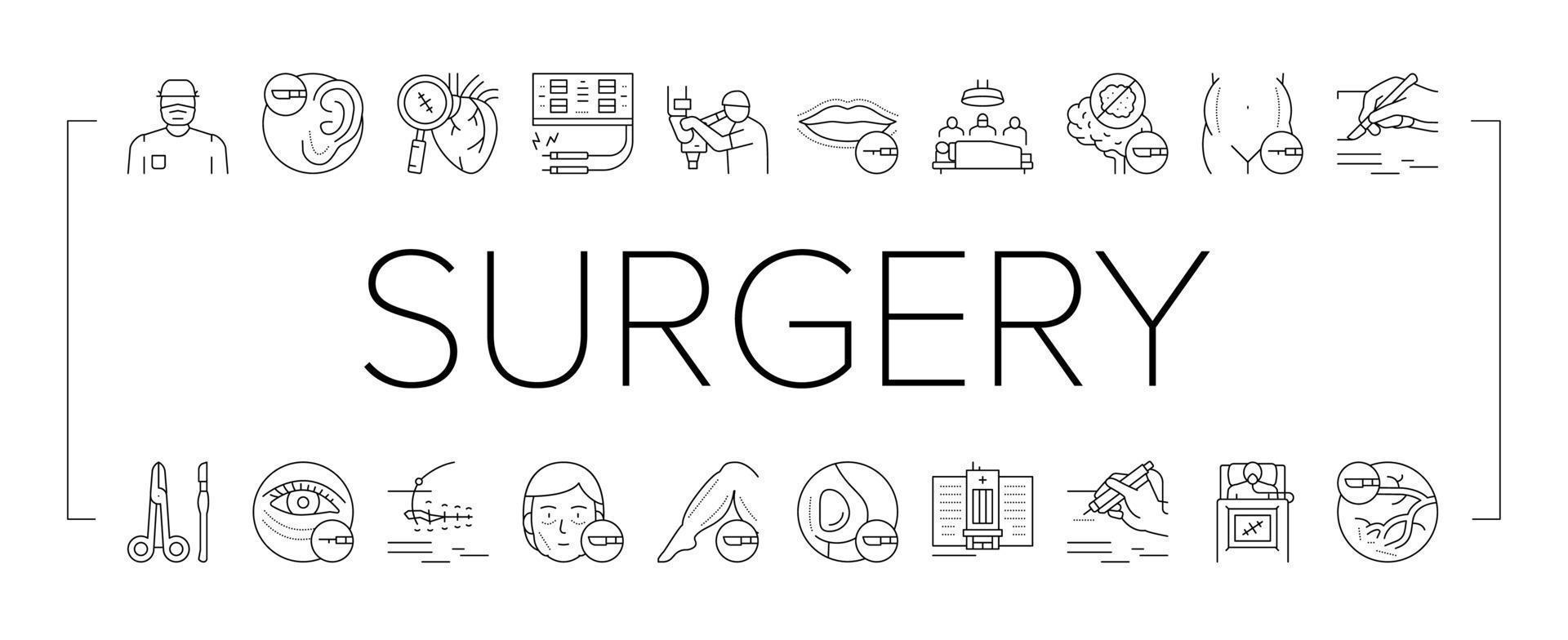 Surgery Medicine Clinic Operation Icons Set Vector