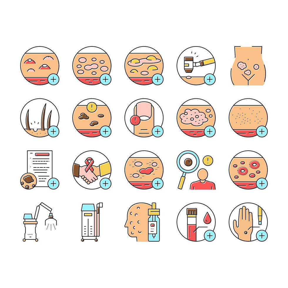 Dermatology Problem Collection Icons Set Vector