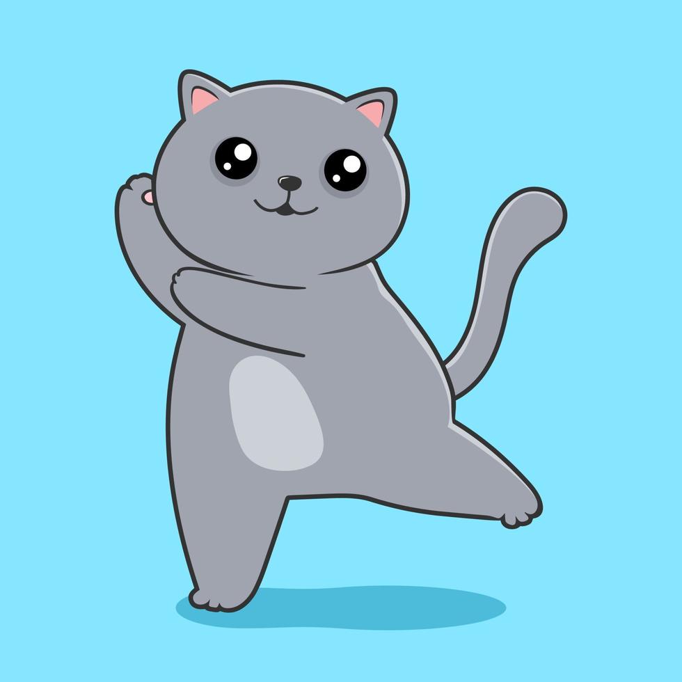 Grey Cat Dance - Cute Dancing Gray Cat vector