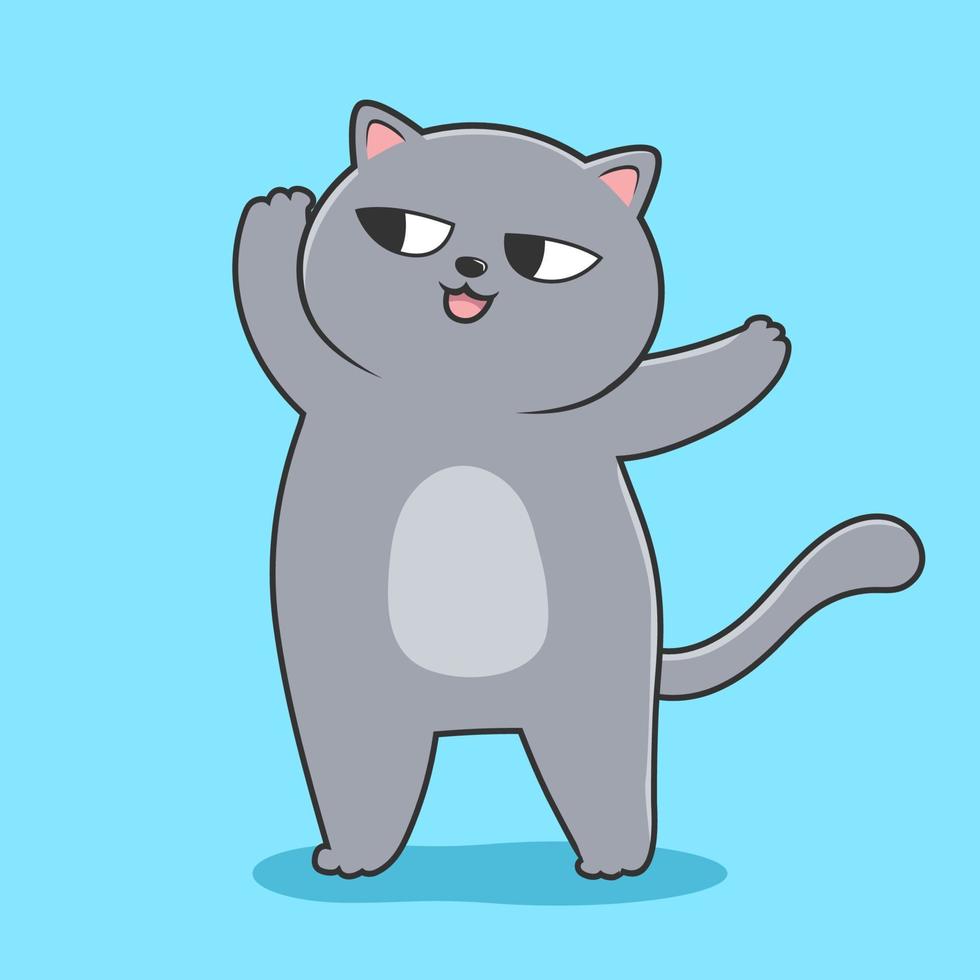 Grey Cat Dance - Cute Dancing Gray Cat vector