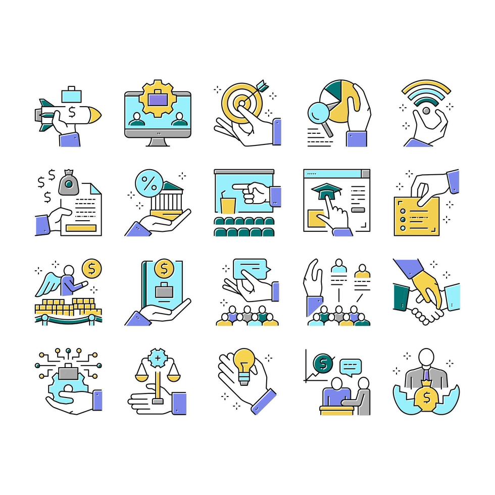 Business Incubator Collection Icons Set Vector