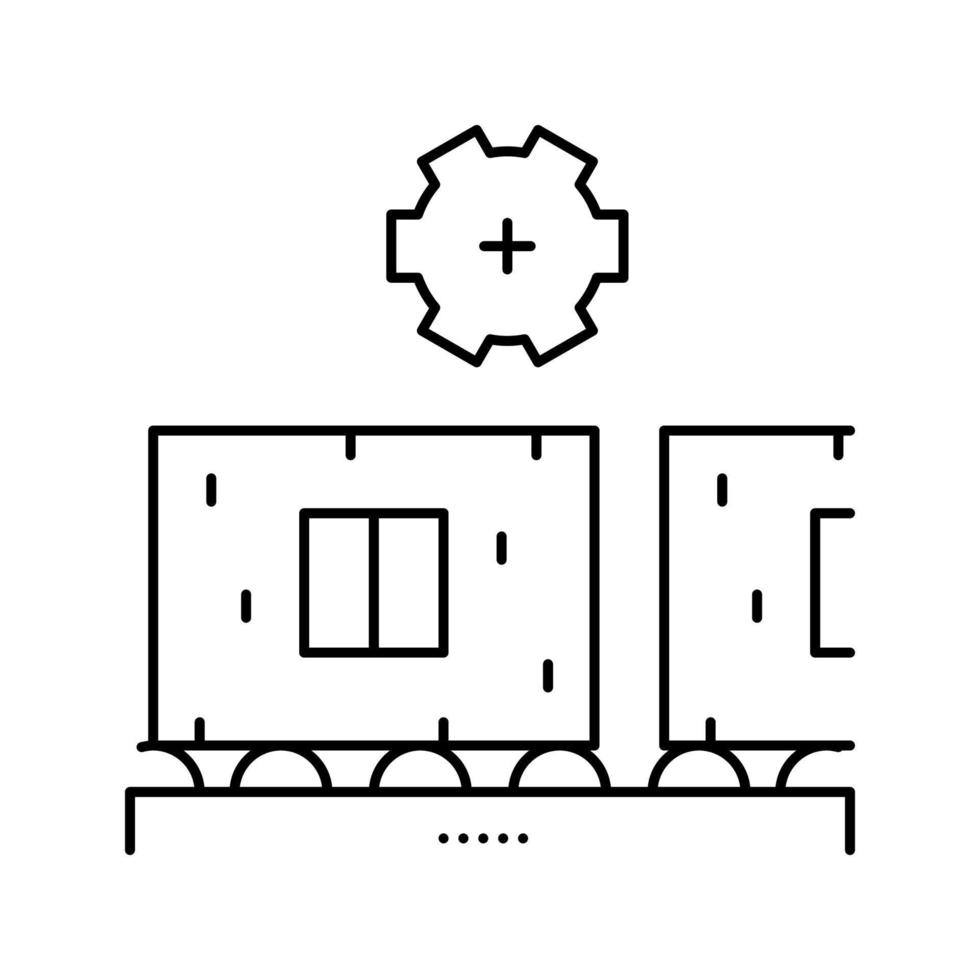 ilustración de vector de icono de línea de producción de pared de casa