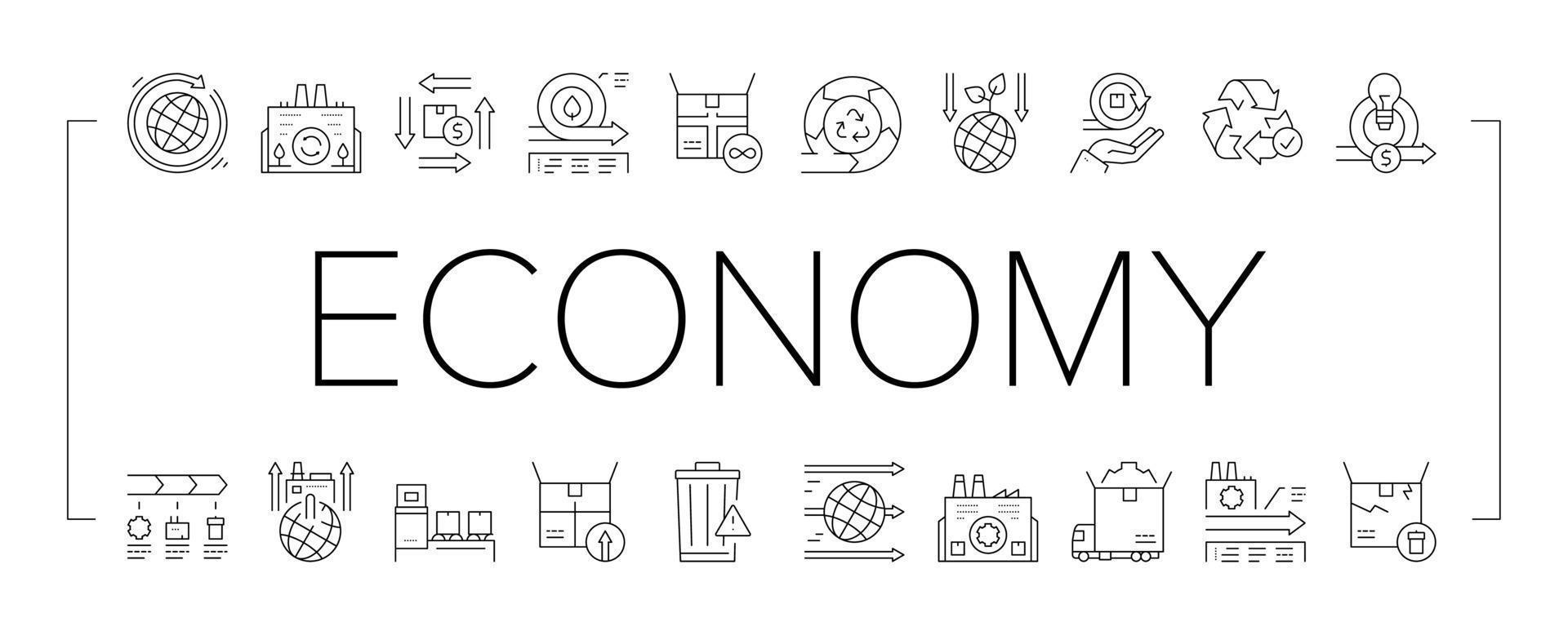 conjunto de iconos de modelo de economía circular y lineal vector