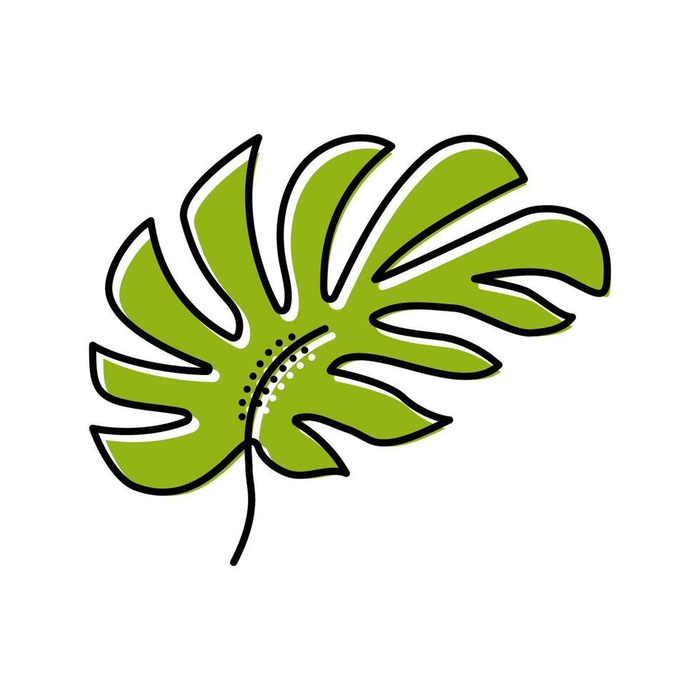 Ilustración de vector de icono de color de planta de hoja de monstera