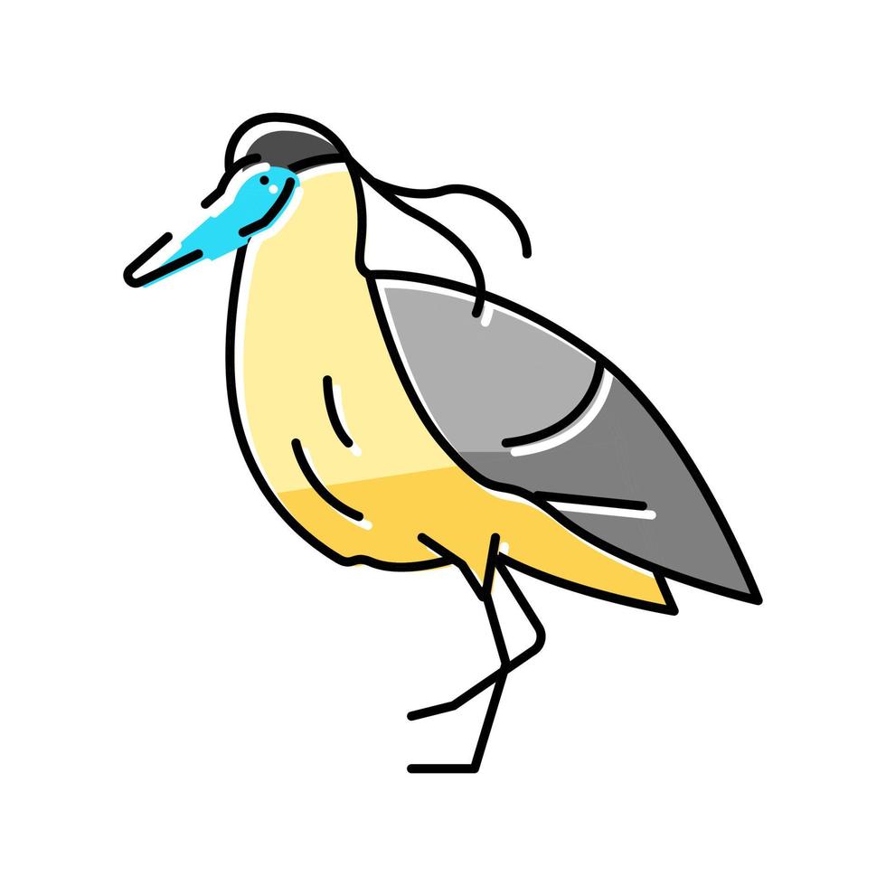 capped heron bird exotic color icon vector illustration