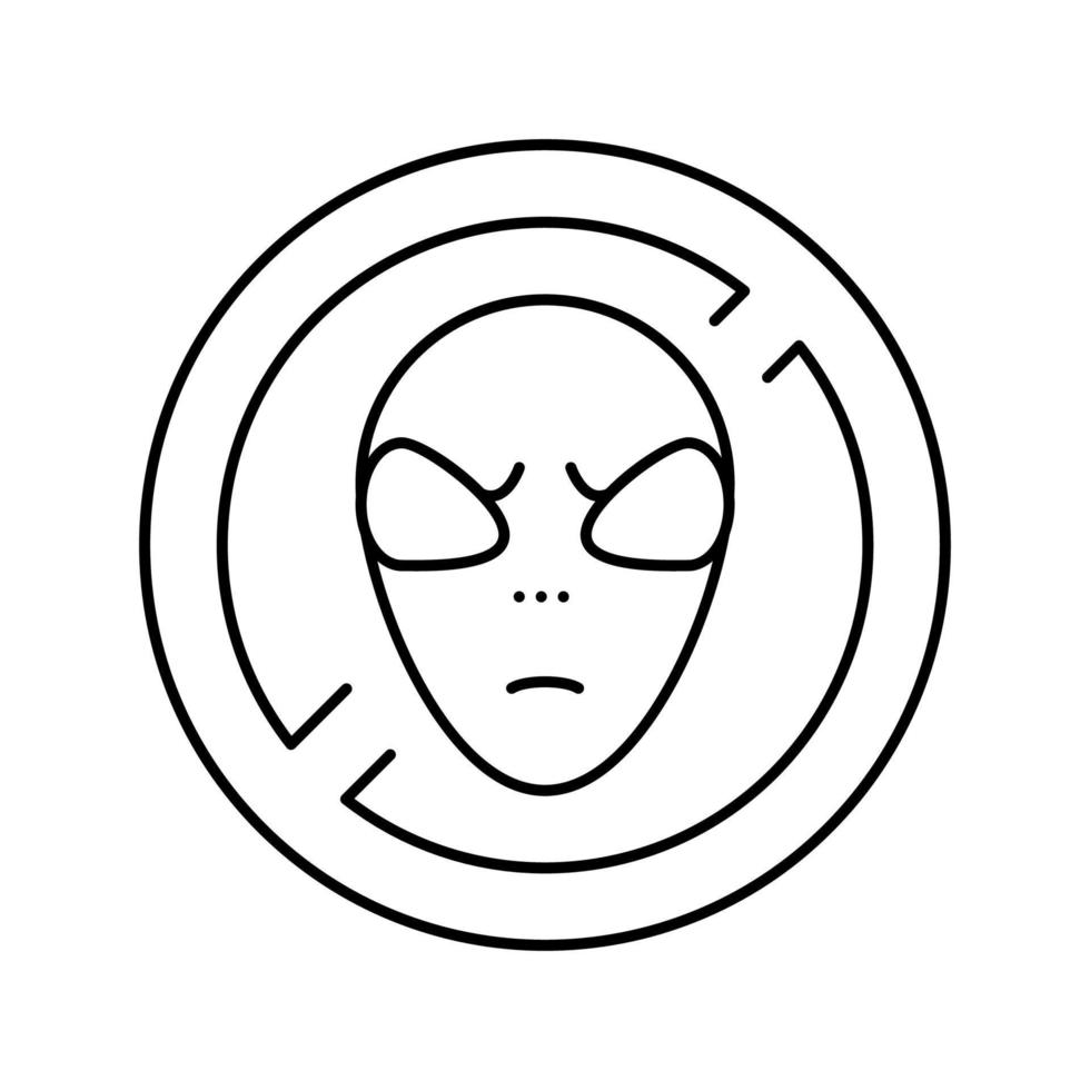 ban on aliens line icon vector illustration