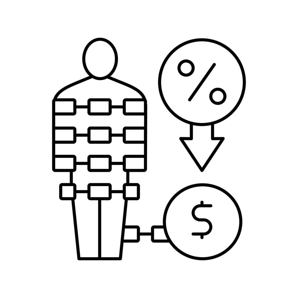 humano atado a la ilustración de vector de icono de línea de préstamo