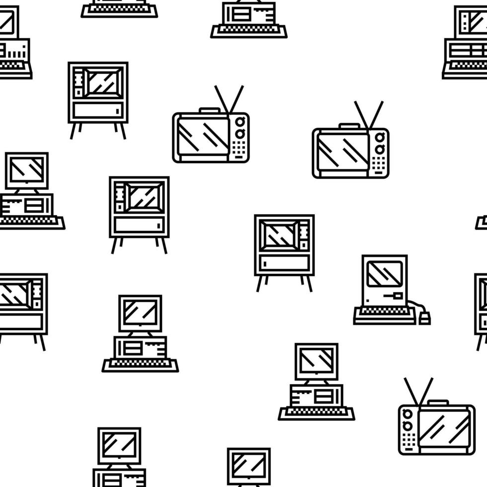 retro gadget technology device vector seamless pattern