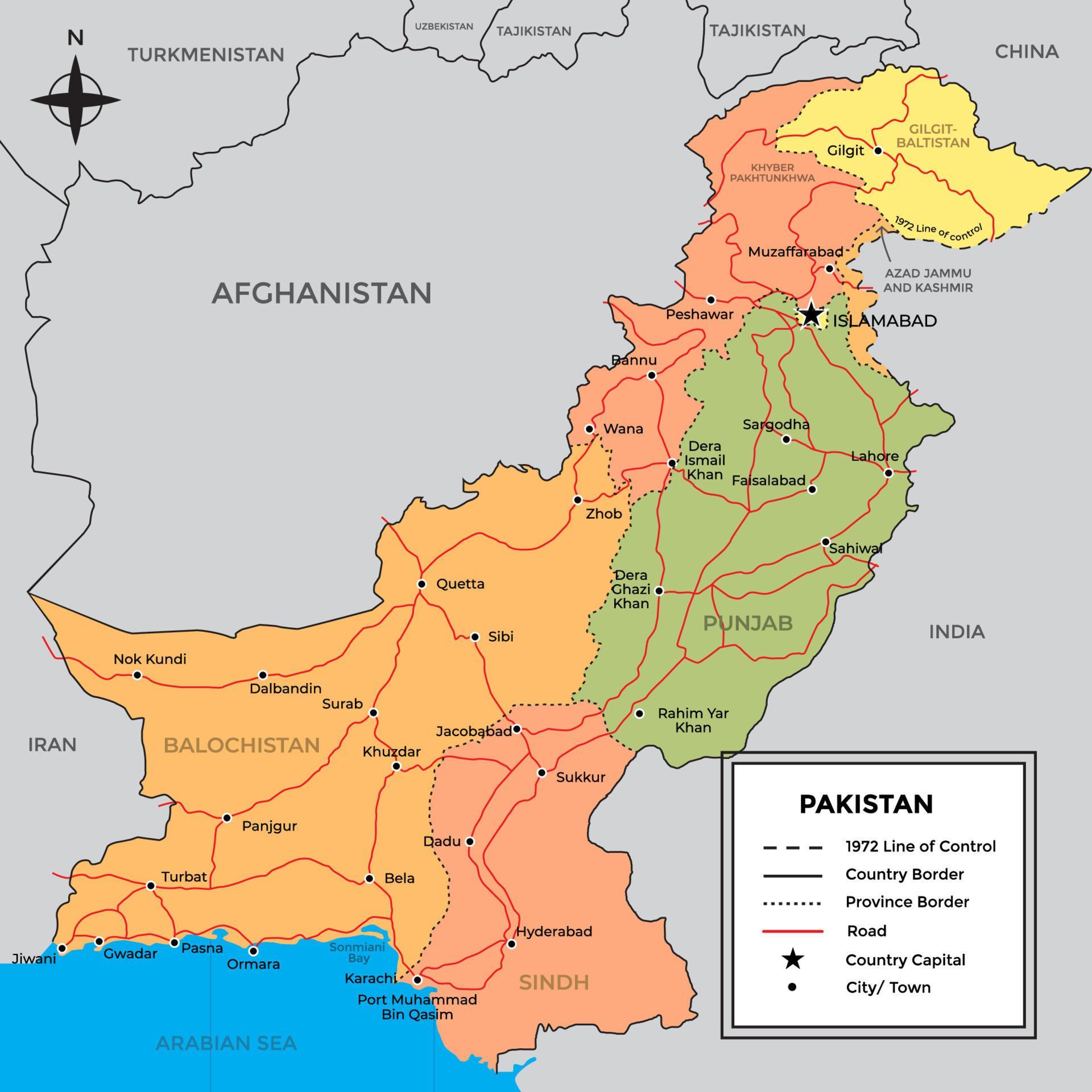 Pakistan Detailed Geographic Map 19526758 Vector Art At Vecteezy Pakistan Detailed Geographic Map Free Vector