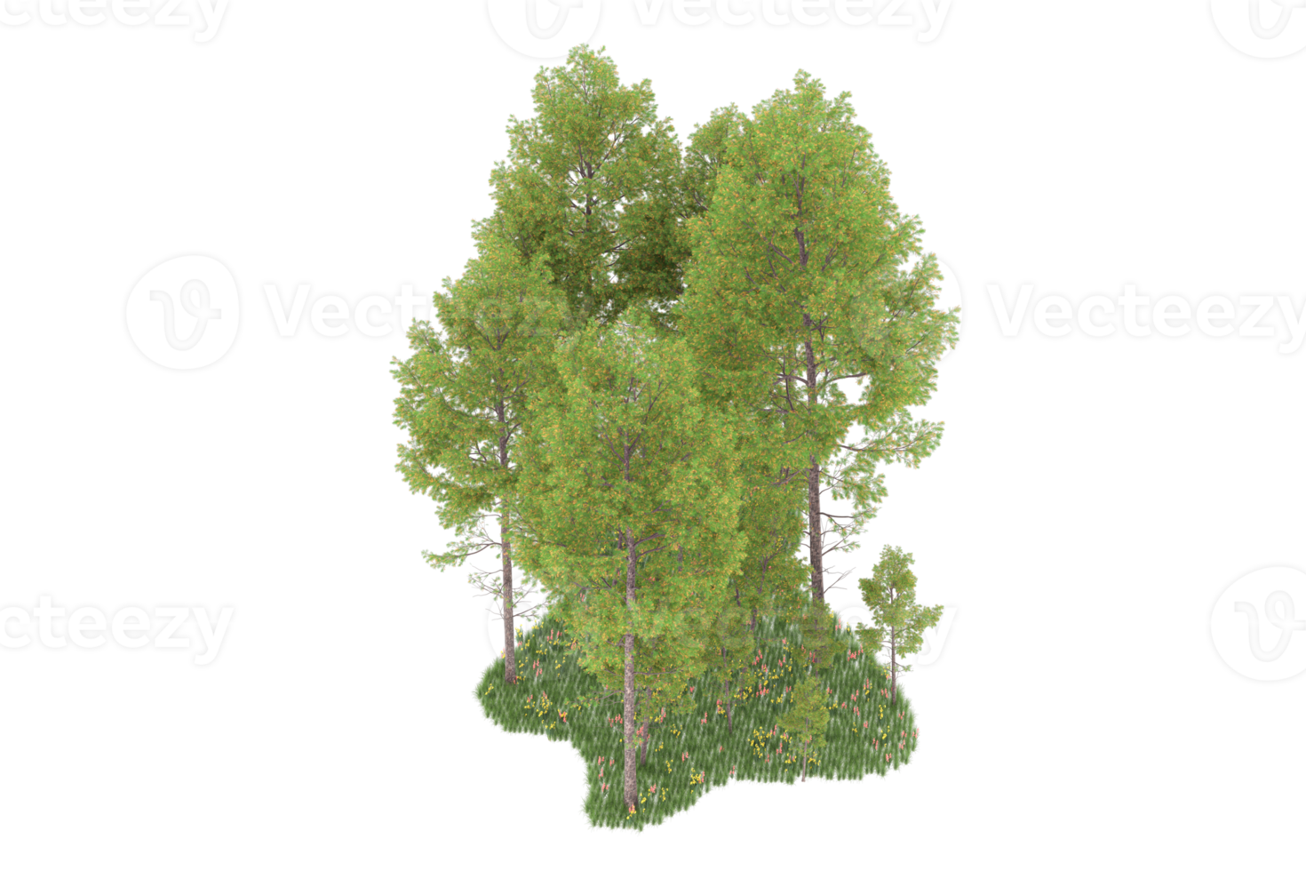 Realistic forest isolated on transparent background. 3d rendering - illustration png