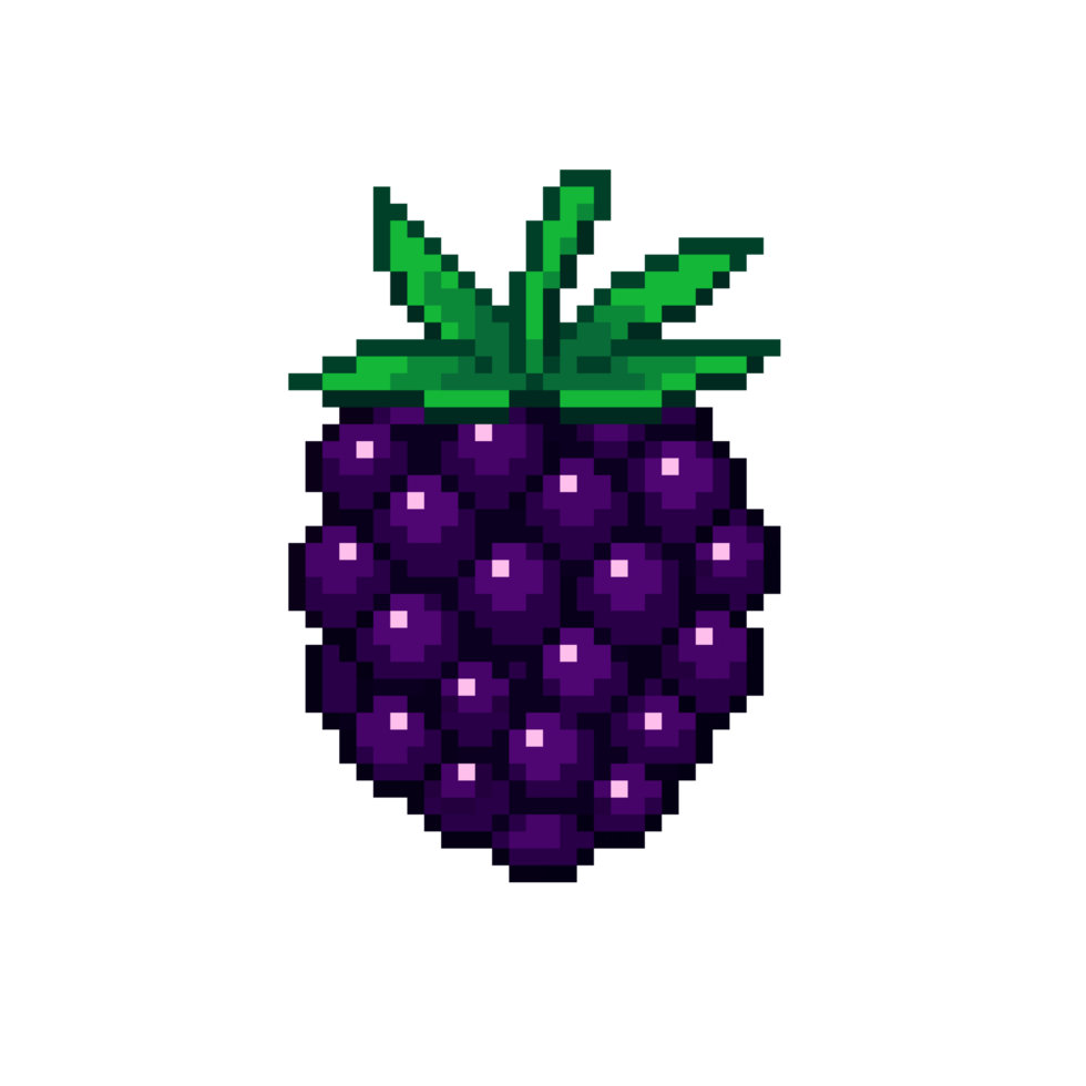 An 8 bit retro styled pixel art illustration of a blueberry. png