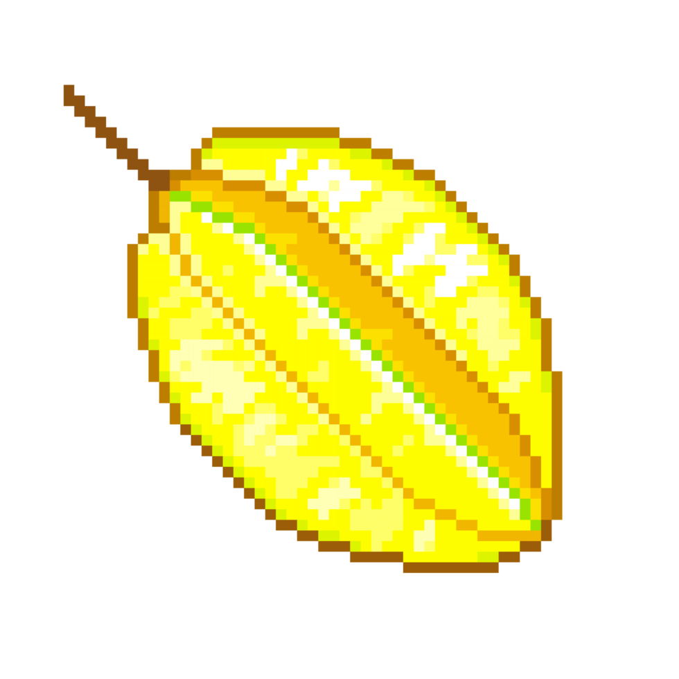 An 8 bit retro styled pixel art illustration of starfruit