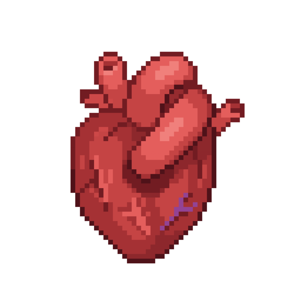 An 8 bit retro styled pixel art illustration of a giant heart. png