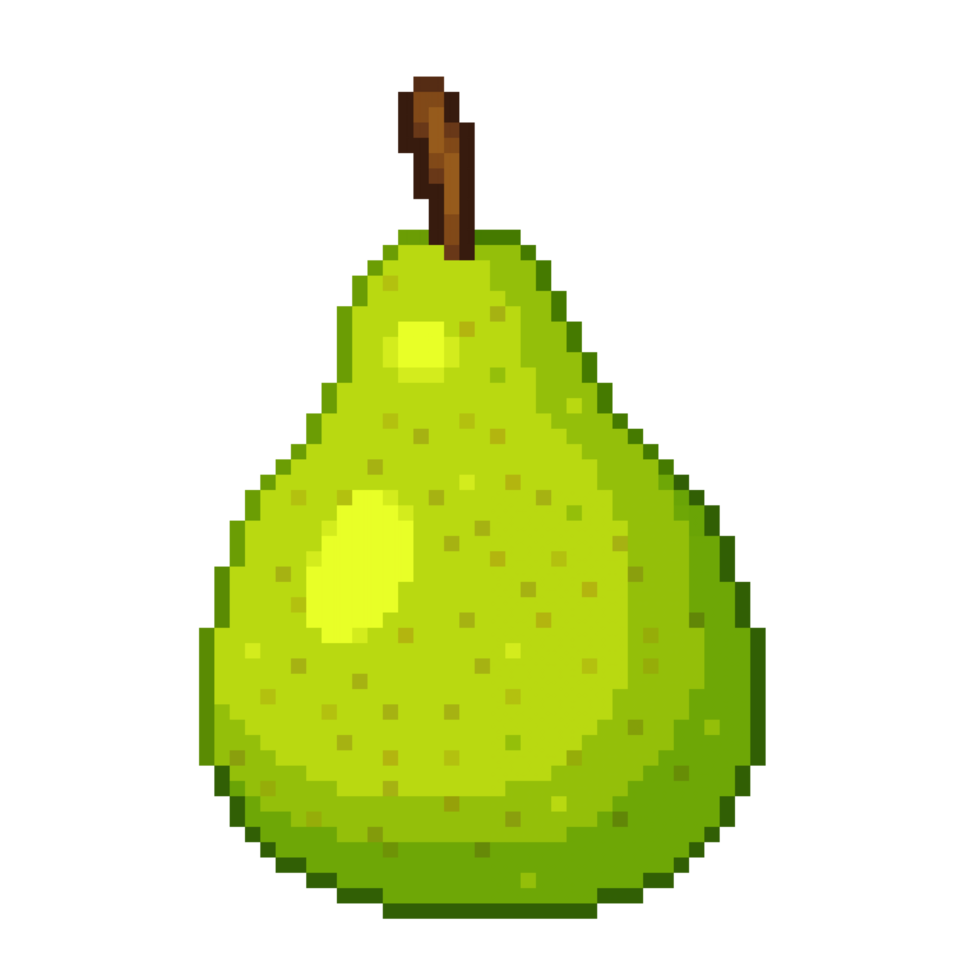 An 8 bit retro styled pixel art illustration of a pear. png