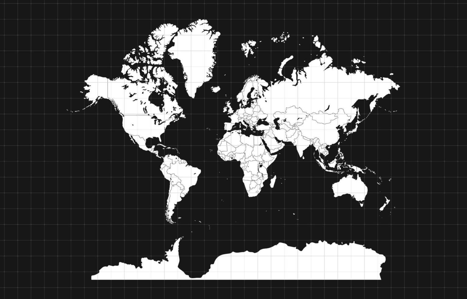 Black and White World Map vector