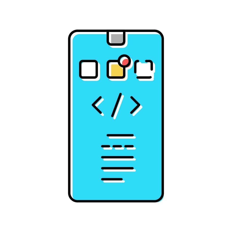 ilustración de vector de icono de color de desarrollo de aplicación de teléfono