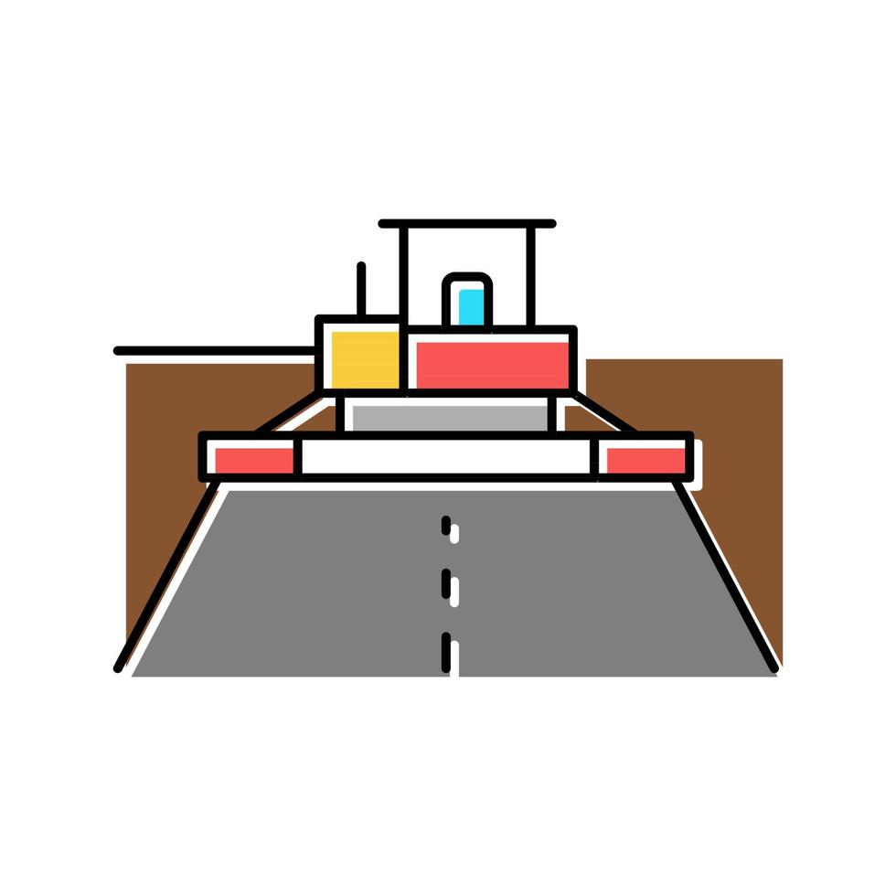 Ilustración de vector de icono de color de equipo de pavimentadora de asfalto