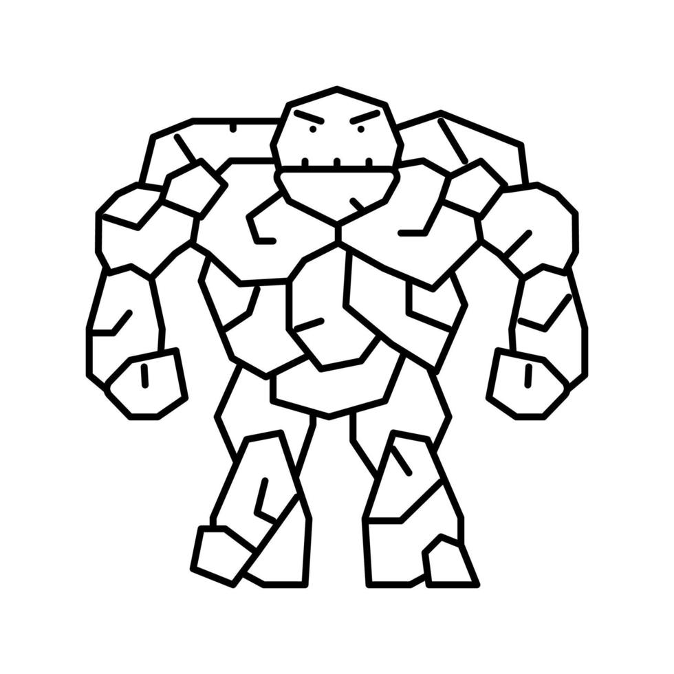 ilustración de vector de icono de línea de monstruo de piedra
