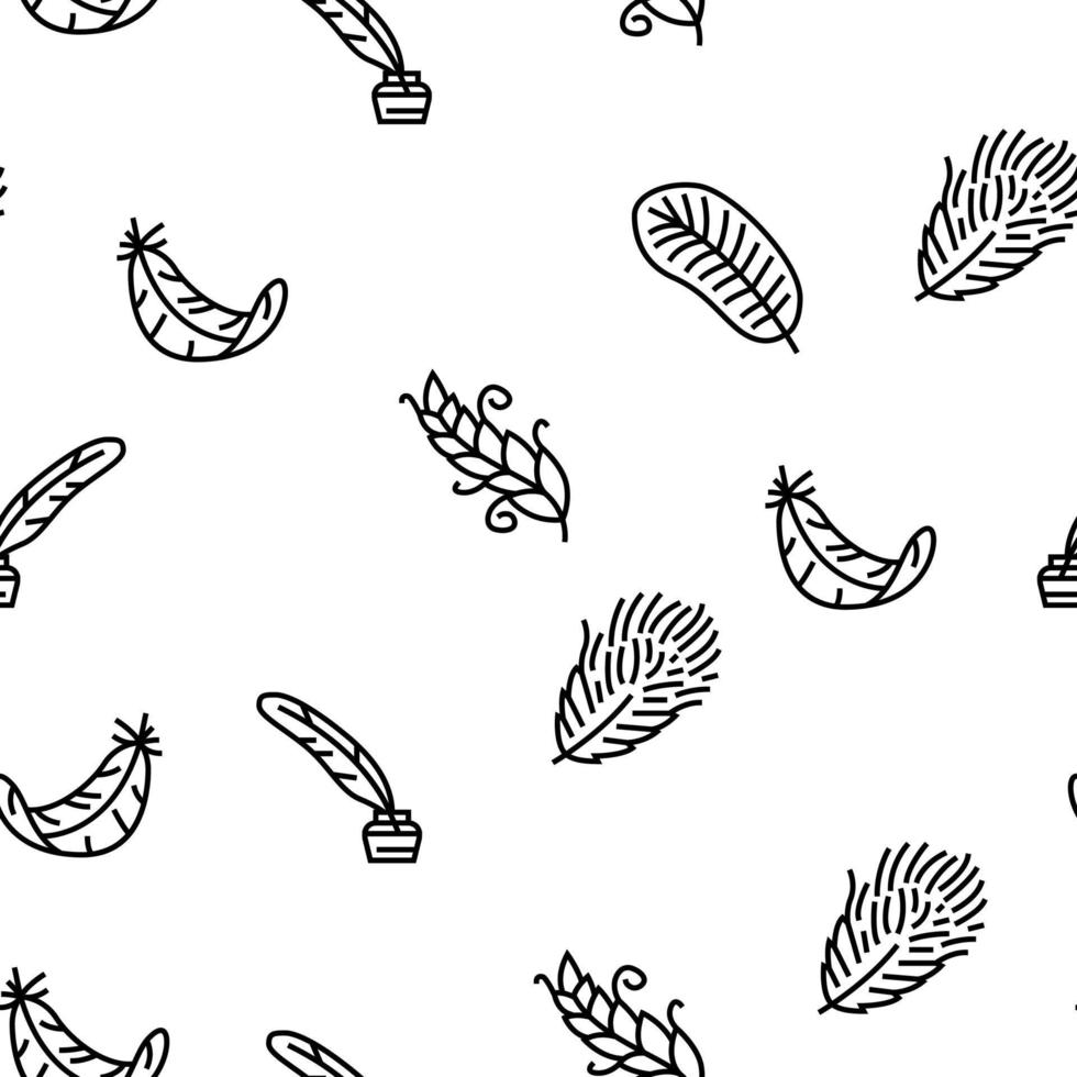 feather bird soft quil fluffy vector seamless pattern