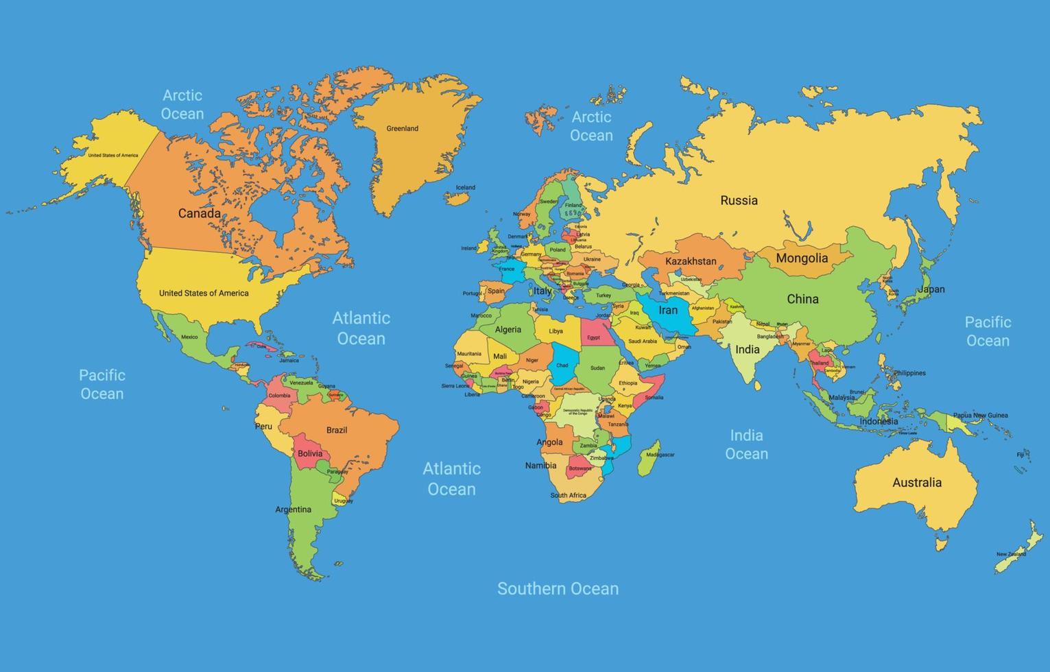 World Map with Country Name vector