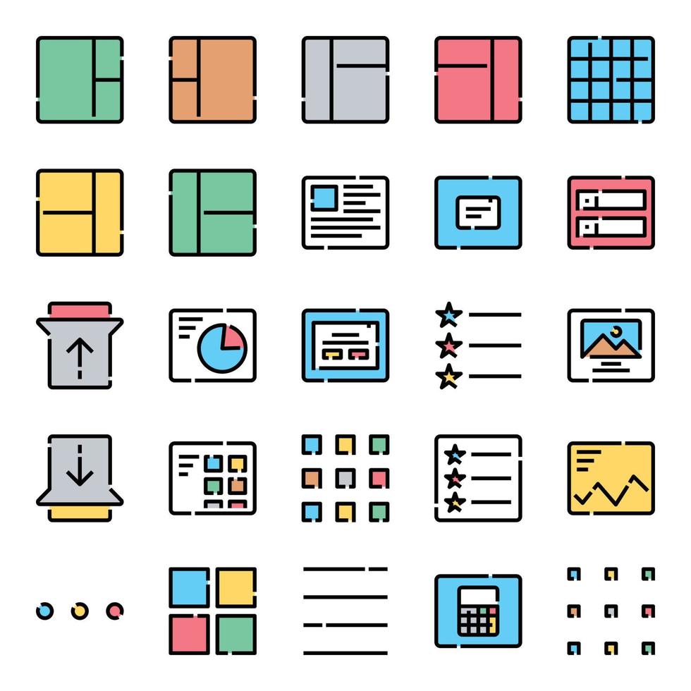 Filled color outline icons for layout. 19527929 Vector Art at Vecteezy