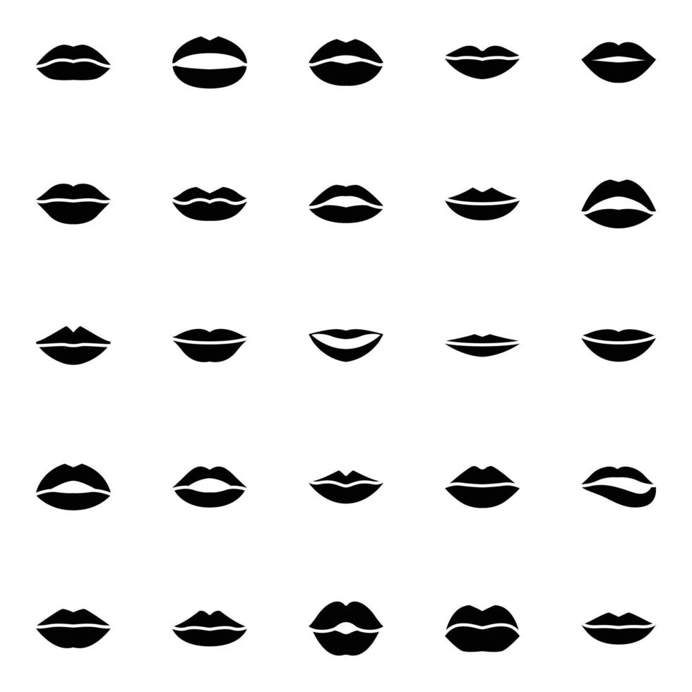 Glyph icons for lips. vector